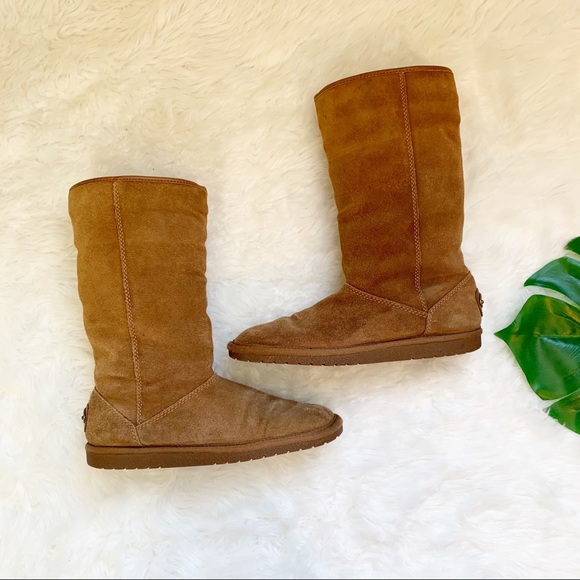 Coach tan suede slip on boots shearling RELISTED